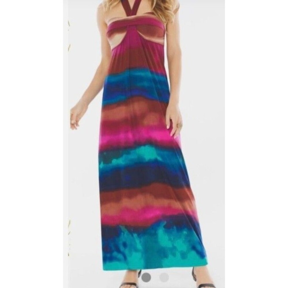 Soma Faye Halter/strapless Maxi Dress Small Ombre Soft Knit Resort Wear EUC